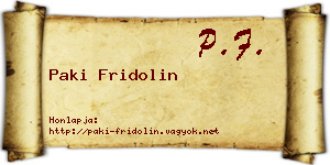 Paki Fridolin névjegykártya
